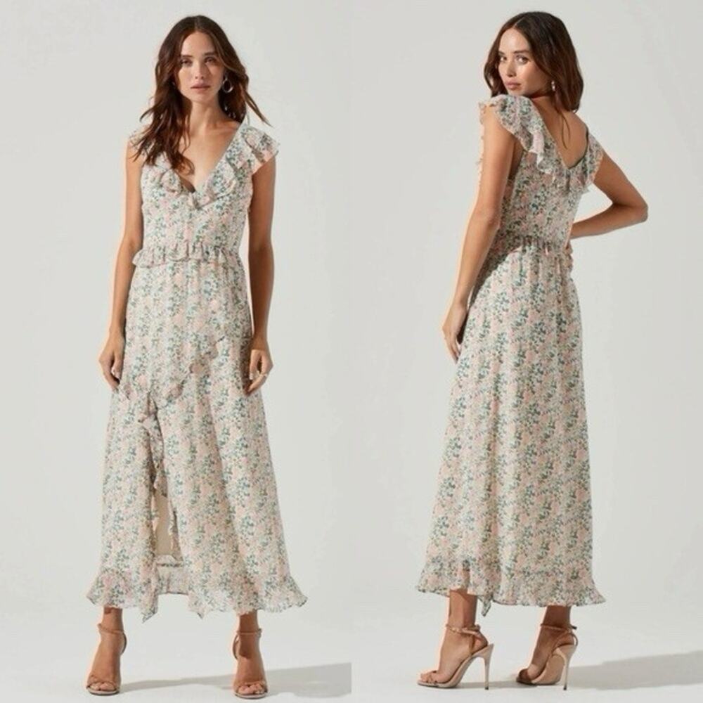 ASTR The Label Tempest Ruffle Floral Maxi Dress XSmall Cottagecore Wedding Guest